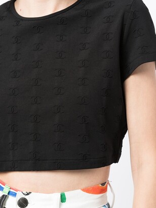 Chanel Pre Owned 1997 Logo Pattern Cropped Top - ShopStyle