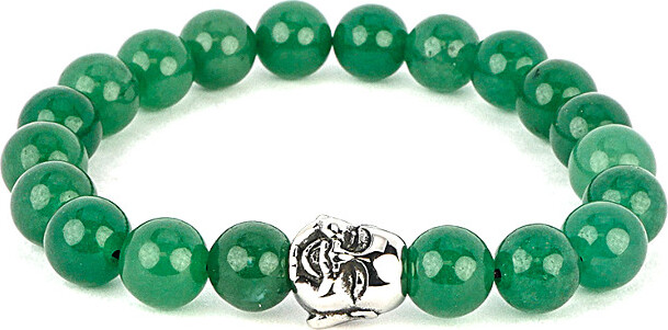 Jean Claude Stainless Steel Green Jade Lucky Laughing Buddha Bracelet