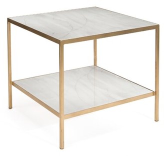 John-Richard Collection Glass Top End Table with Storage
