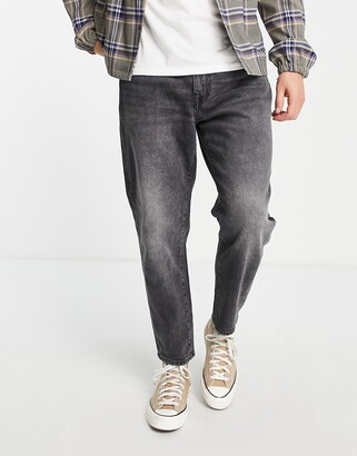 Selected cotton relaxed crop jeans in dark grey wash - GREY - ShopStyle