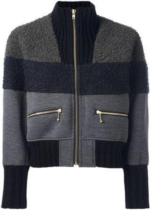 Kolor contrast panel bomber jacket - women - Nylon/Polyester/Wool - 3