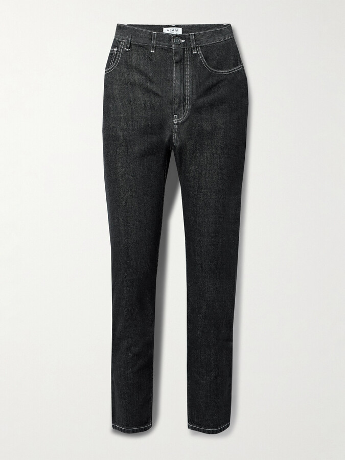 Alaïa - Archetypes High-rise Slim-leg Jeans - Black