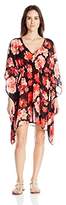 Thumbnail for your product : Calvin Klein Women's V-Neck Orchid Chiffon Caftan Cover Up With Packable Pouch