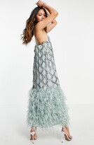 Thumbnail for your product : ASOS DESIGN EDITION Sequin Faux Feather A-Line Dress