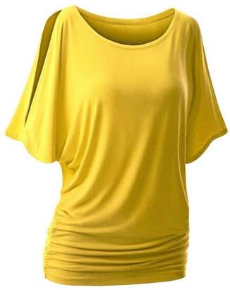Changeshopping Summer Women Casual Off Shoulder Short Sleeve Collect Waist T-shirt (L, )