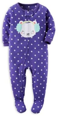 Carter's Size 4T Zip-Front Polka Dot Mouse Fleece Footed Pajama in Purple