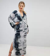Thumbnail for your product : ASOS Curve Balloon Sleeve Maxi Dress In Abstract Print