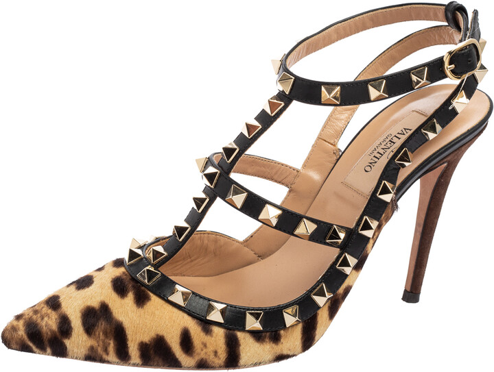 valentino rockstud leopard heels