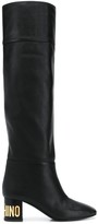 Thumbnail for your product : Moschino Logo Plaque Over-The-Knee Boots
