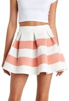 Thumbnail for your product : Charlotte Russe Pleated & Striped Skater Skirt