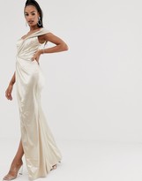 Thumbnail for your product : Bariano asymmetric liquid draped gown in gold