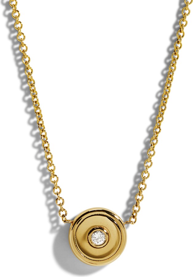 Retrouvaí Mini Gold and Diamond Compass Yellow Gold Necklace