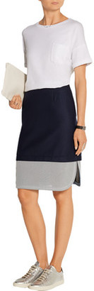 Mother of Pearl Tabley Mesh-Paneled Brushed Wool-Blend Skirt