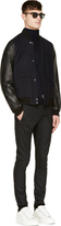 Thumbnail for your product : Paul Smith Red Ear Navy Wool & Leather Sleeve Bomber Jacket
