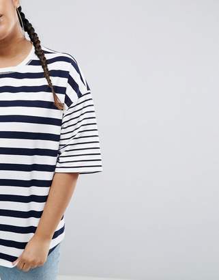 ASOS Curve T-Shirt In Boxy Fit And Cut About Stripe