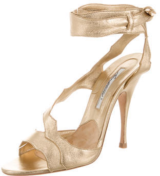 Brian Atwood Metallic Ankle-Strap Sandals