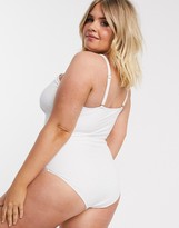 Thumbnail for your product : Vero Moda Curve belted strapless swimsuit in white