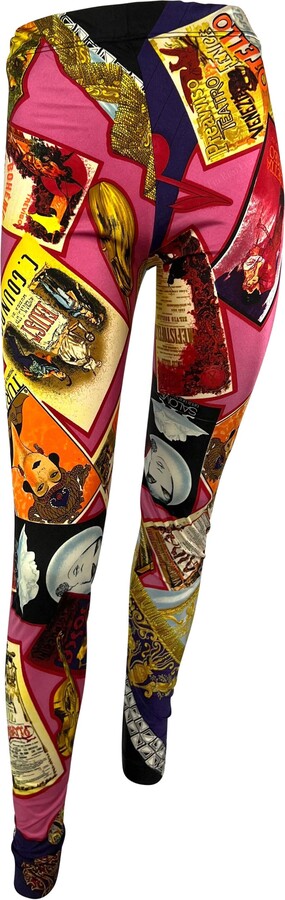 Gianni Versace 1991 Opera Playbill Print Pink Tights Legging Pants