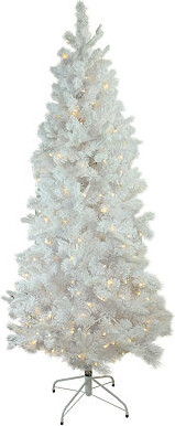 Northlight Slim Flocked Pine 9 Foot Pre-Lit Pine Christmas Tree