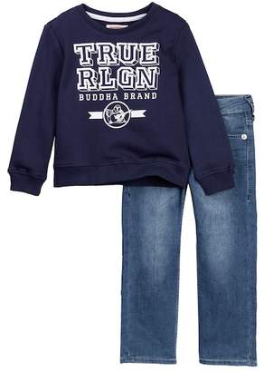 True Religion Branded Pullover & Jeans Set (Toddler Boys)