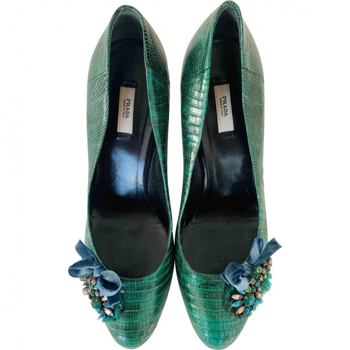 green crocodile heels