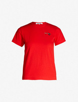 Thumbnail for your product : Comme des Garçons PLAY Double heart-embroidered cotton-jersey T-shirt