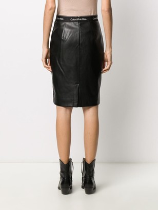 Calvin Klein Faux-Leather Pencil Skirt