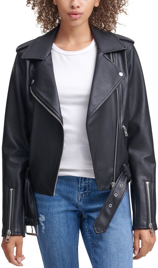 Calvin Klein Jeans Belted Faux-Leather Moto Jacket - ShopStyle