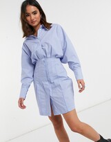 Thumbnail for your product : Object mini shirt dress with ruched waist in stripe print