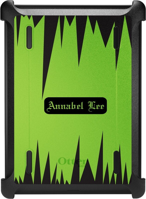 Etsy Custom Otterbox Defender For Apple Ipad/Air Pro Mini - Custom Monogram Green Black Spikes Zig Zag