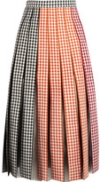 Thumbnail for your product : Christopher Kane Pleated Gingham Cotton-twill And Tulle Midi Skirt