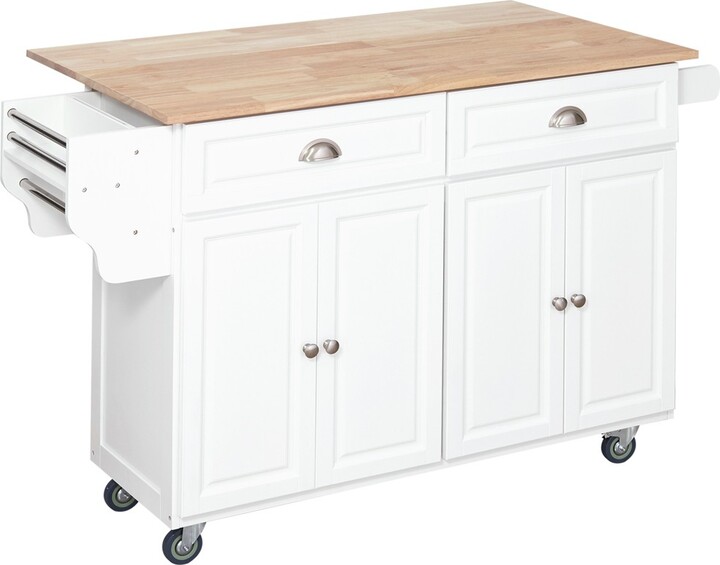 Rolling Kitchen Island on Wheels Utility Cart with DropLeaf and