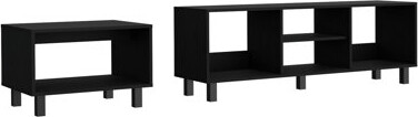 George Oliver Carter 2 Piece Living Room Set, Streamlined with TV Stand and Coffee Table, Black