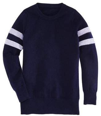 Aqua Girls' Athletic Stripe Cashmere Sweater, Big Kid - 100% Exclusive