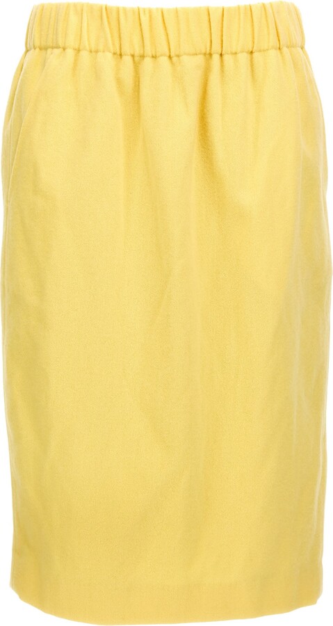 スカート DRIES VAN NOTEN 'Salga' skirt Yellow Yellow Draped Midi Skirt by Dries Van Noten on Sale