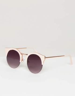 ASOS Half Round Rose Gold Sunglasses With Flat Lens