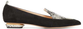 Nicholas Kirkwood Beya Python-print Suede And Leather Loafers - Womens - Black White Nicholas Kirkwood Beya Python-print Suede And Leather Loafers - Womens - Black White