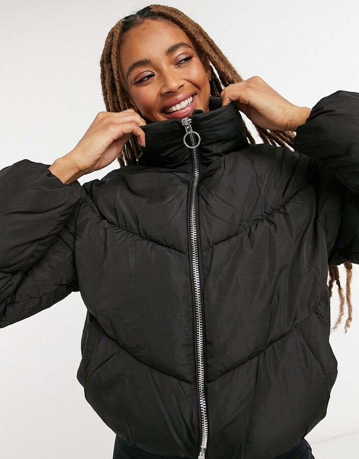 bershka check padded coat