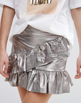 Pull&Bear Frill Detail Mini Skirt