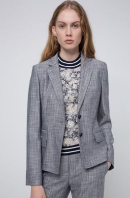 HUGO BOSS Regular-fit jacket in melange fabric with patterned lining
