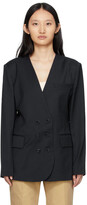 Thumbnail for your product : DRAE Navy Wool Collarless Blazer