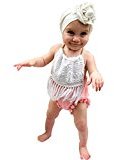 Fheaven Newborn Toddler Baby Girls Bodysuit Tassels Strap Romper Jumpsuit Outfit Clothes (6M, White1)