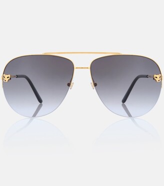 Cartier Eyewear Collection Panthere de Cartier aviator sunglasses -  ShopStyle