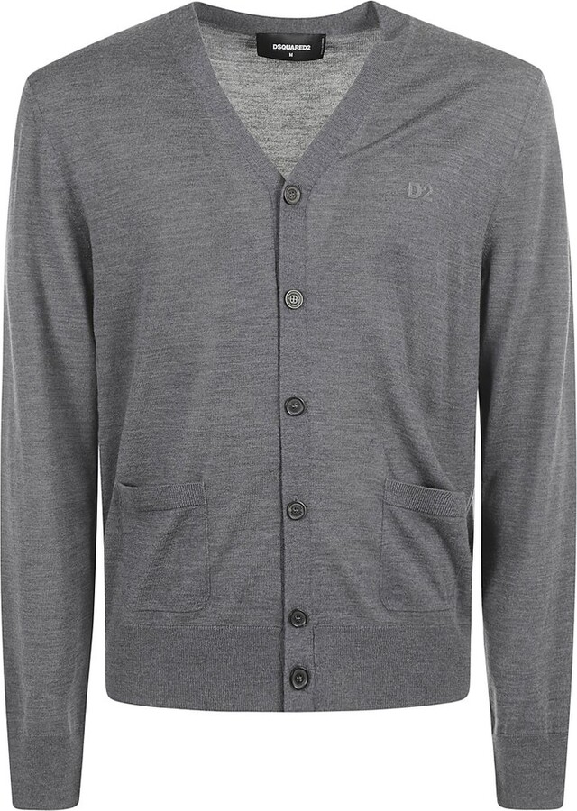 DSQUARED2 Logo Embroidered Knitted Cardigan