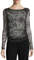 Thumbnail for your product : Fuzzi Long-Sleeve Abstract-Print Top, Black