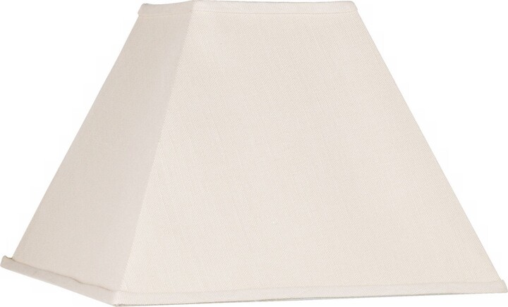 Springcrest Beige Linen Large Square Lamp Shade 7" Top x 17" Bottom x 13" Slant x 12" High (Spider) Replacement with Harp and Fini