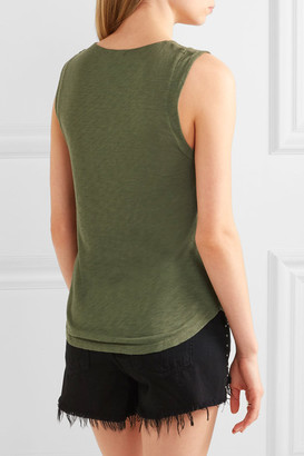 Splendid Lace-up Micro Modal And Stretch Supima Cotton-blend Jersey Top - Army green