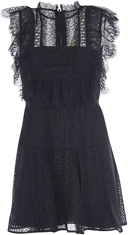 black lace panel dress