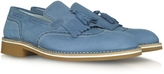 Thumbnail for your product : a. testoni A.Testoni  Denim Blue Leather Fringed Loafer