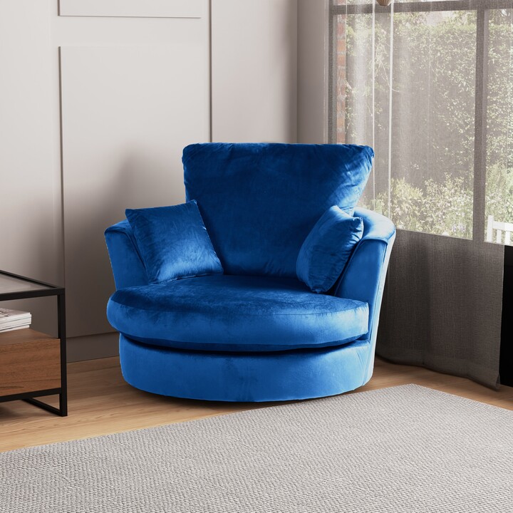 The Original Sofa Company Blake Soft Velvet Swivel Chair Blue ShopStyle